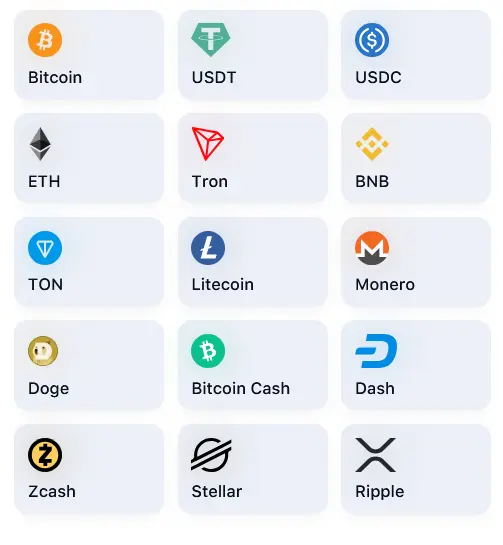 Доступные криптовалюты